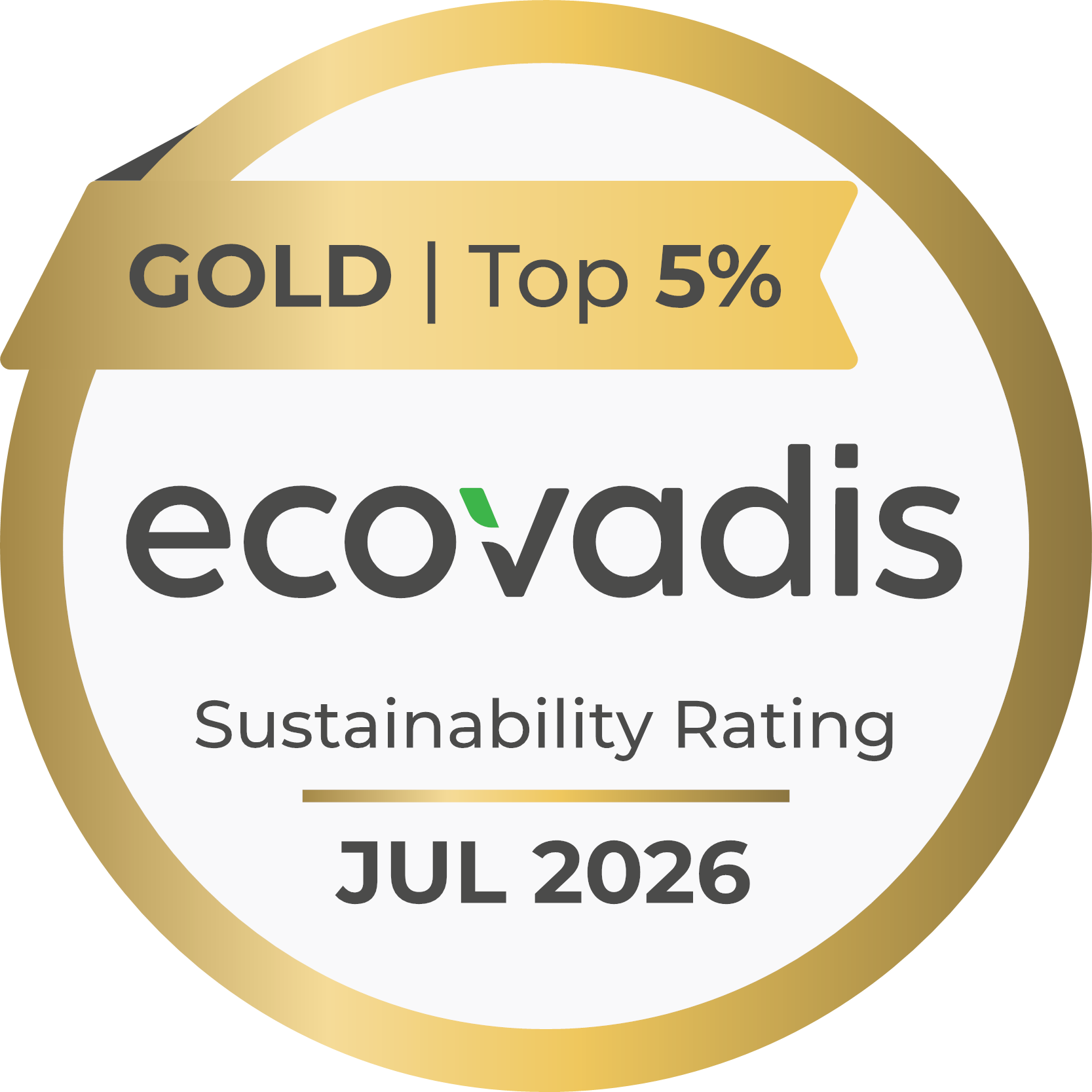 Médaille d'or EcoVadis 2026 – Top 5 % – Voir la certification